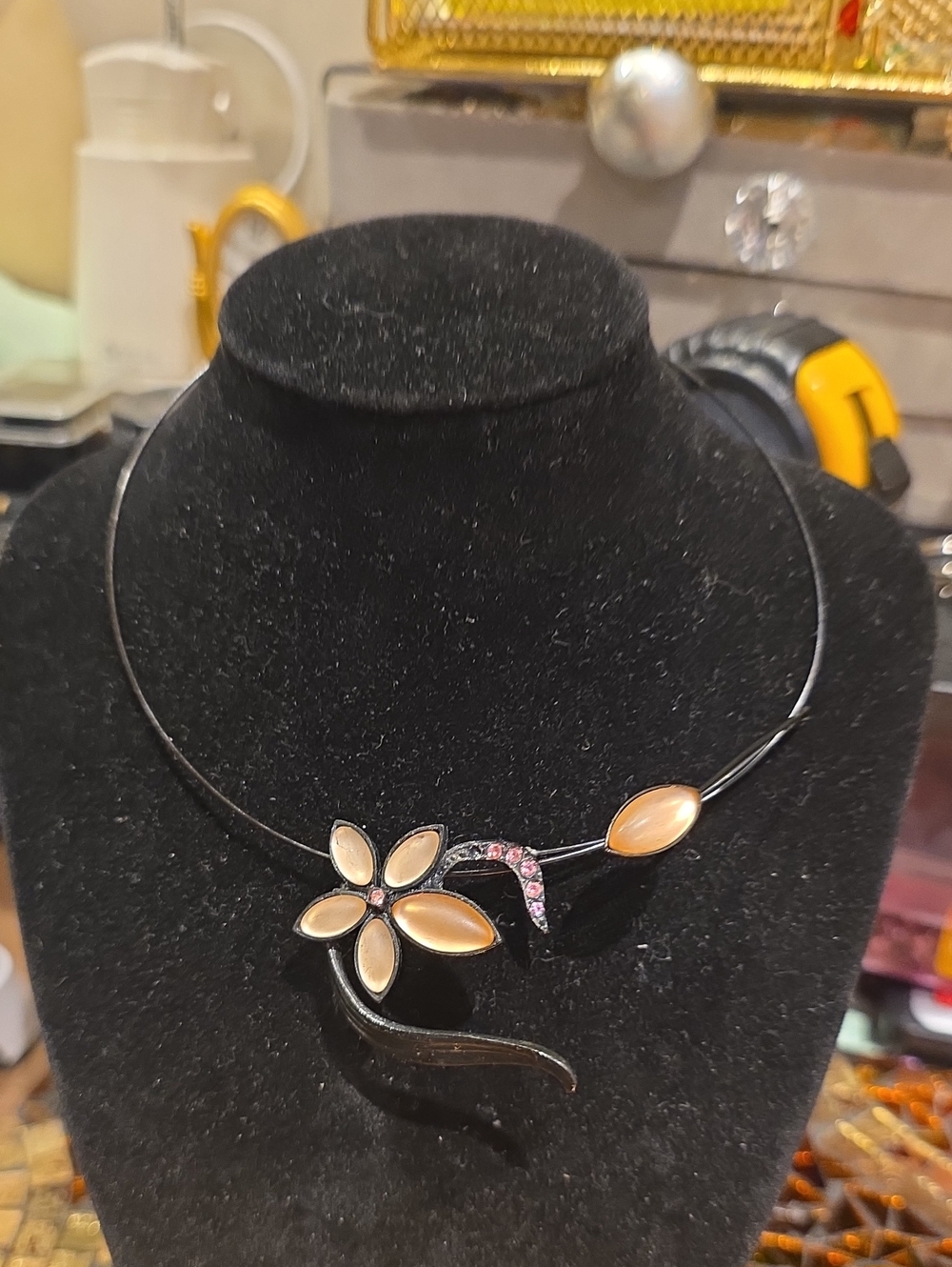 Floral Peach Petal Statement Necklace for Women